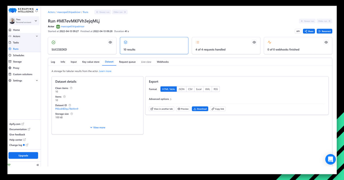 You can choose your proxy options and select the maximum products that you want to extract