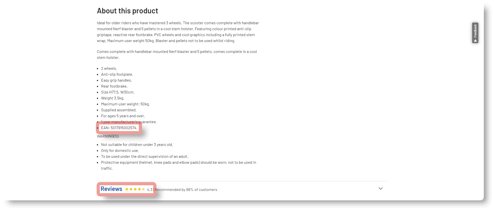 Scrape Argos Product Data