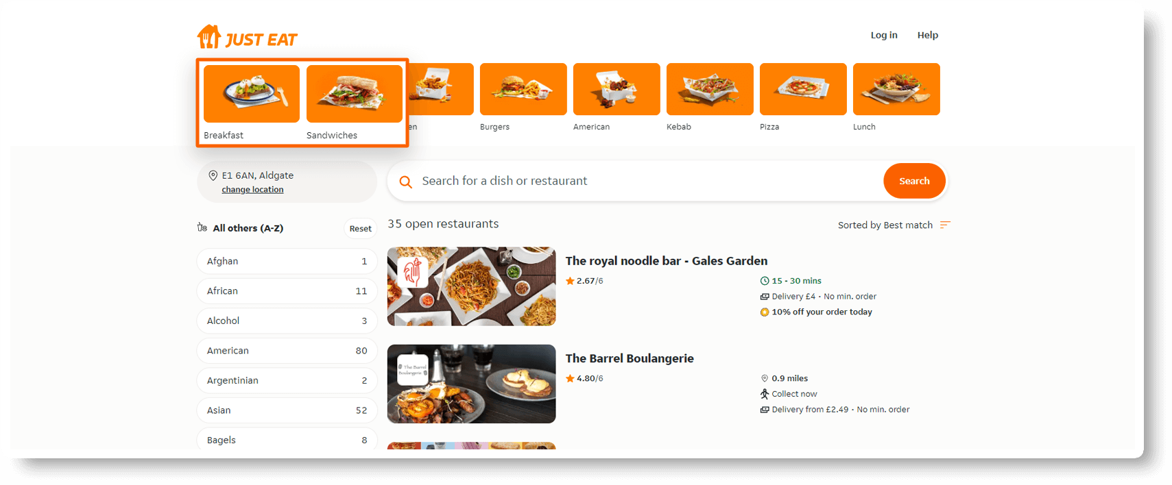 JustEat Restaurant Data